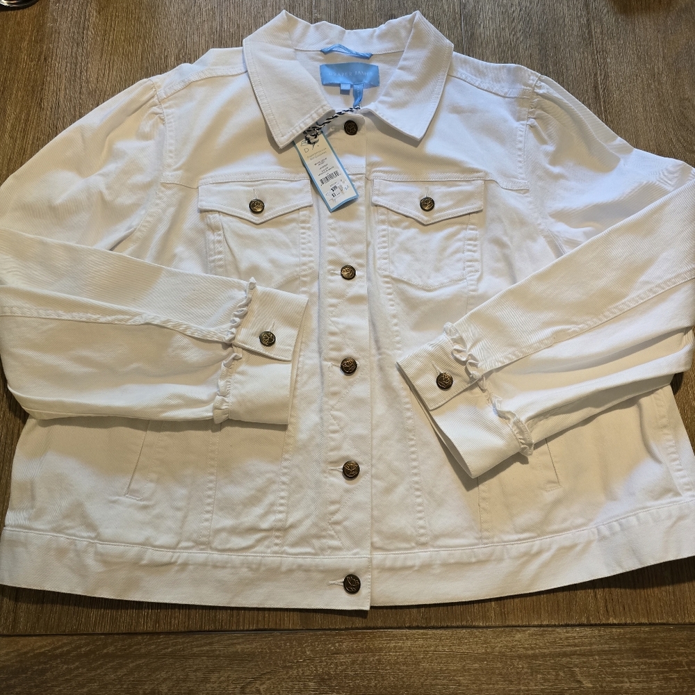 Draper James Womens‎ Plus Size Magnolia White Denim Jacket Size 2X NWT $150